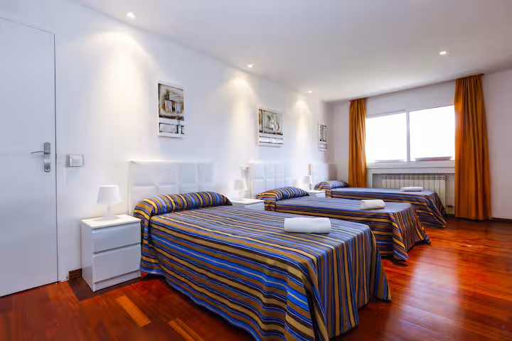Shared room with three single beds